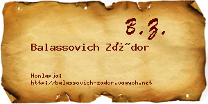 Balassovich Zádor névjegykártya